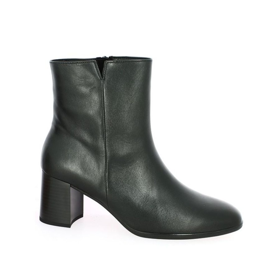 Bottines Shoesissime | Boots A Talon Cuir Noir Gabor Tressia