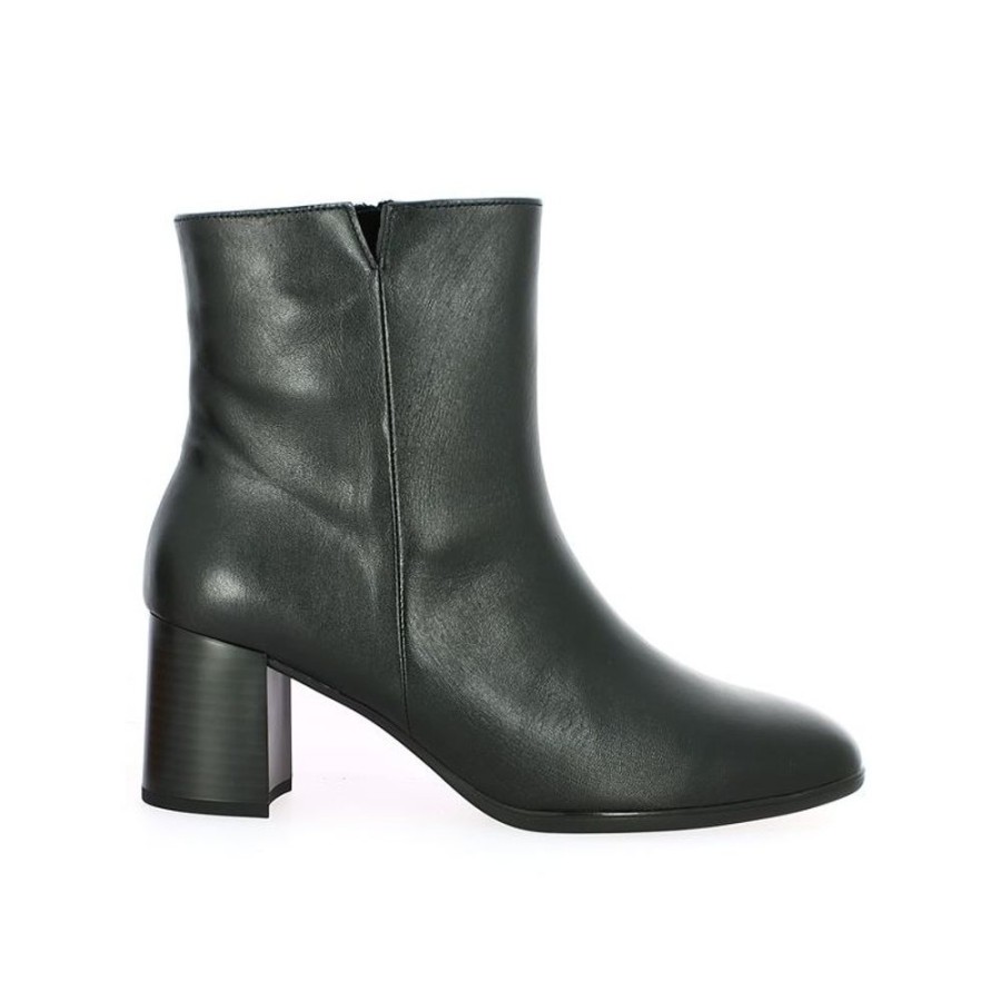 Bottines Shoesissime | Boots A Talon Cuir Noir Gabor Tressia