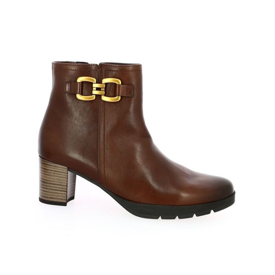 Bottines Shoesissime | Boots Cuir Camel Chaine Doree Gabor Dona