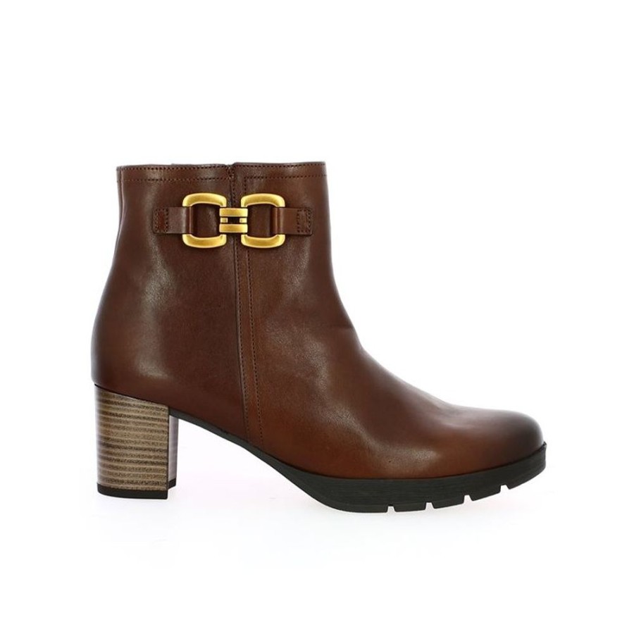 Bottines Shoesissime | Boots Cuir Camel Chaine Doree Gabor Dona