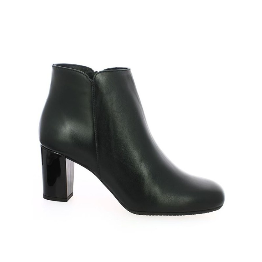 Bottines Shoesissime | Bottine A Talons Vernis En Cuir Noir Carole