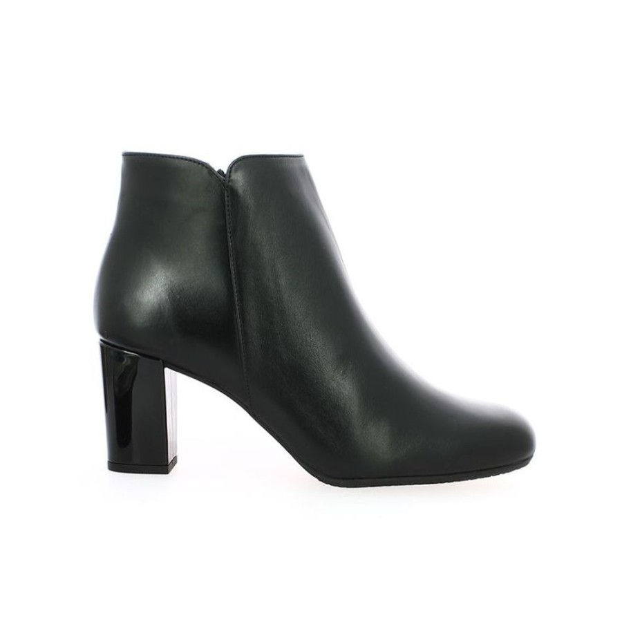 Bottines Shoesissime | Bottine A Talons Vernis En Cuir Noir Carole