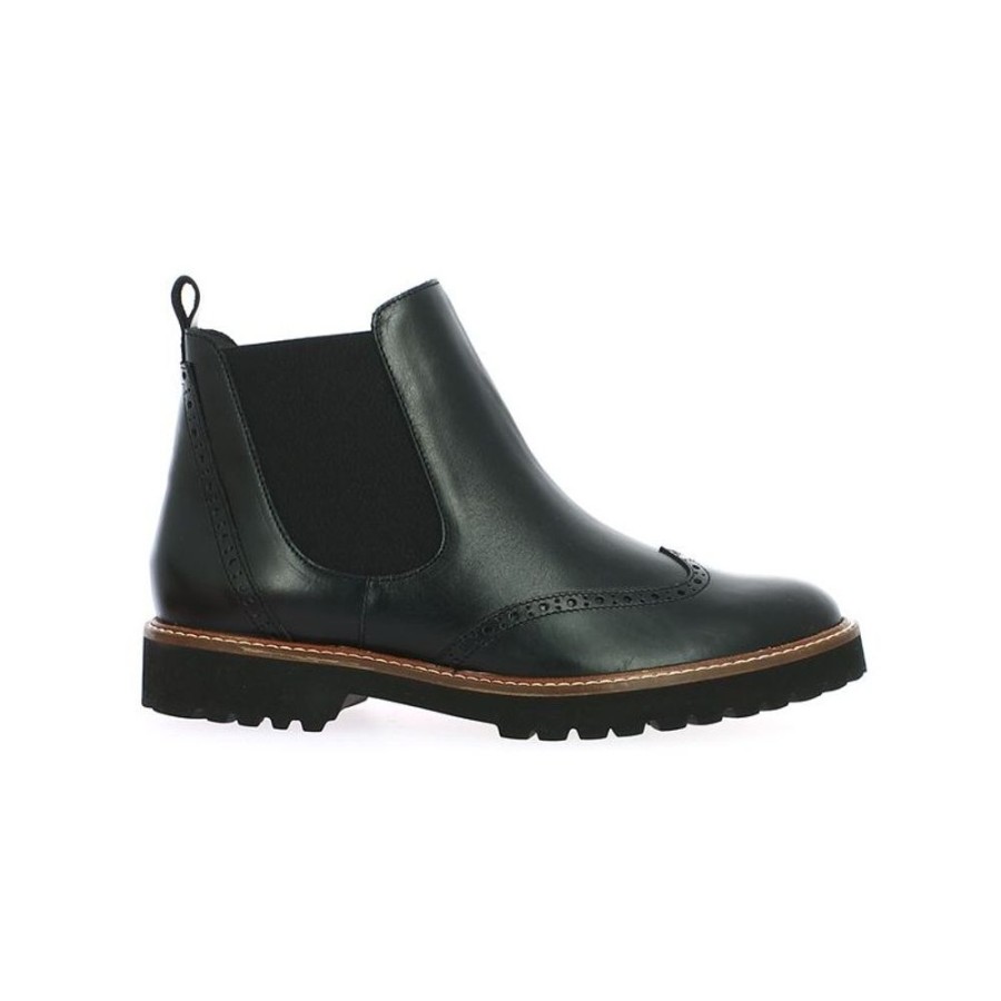 Bottines Shoesissime | Chelsea Cuir Noir Bout Fleuri Carlton