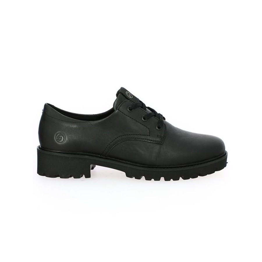 Derbys Et Mocassins Shoesissime | Derby Cuir Noir Semelle Epaisse Remonte Zelie