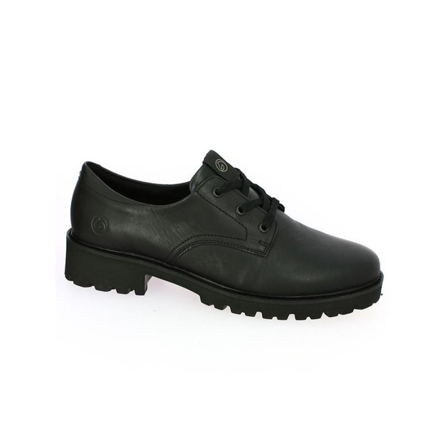 Derbys Et Mocassins Shoesissime | Derby Cuir Noir Semelle Epaisse Remonte Zelie