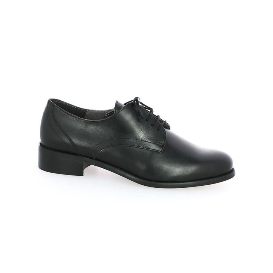 Derbys Et Mocassins Shoesissime | Derby Noir En Cuir Simple Pour Femmes En Grande Pointure 42, 43, 44, 45