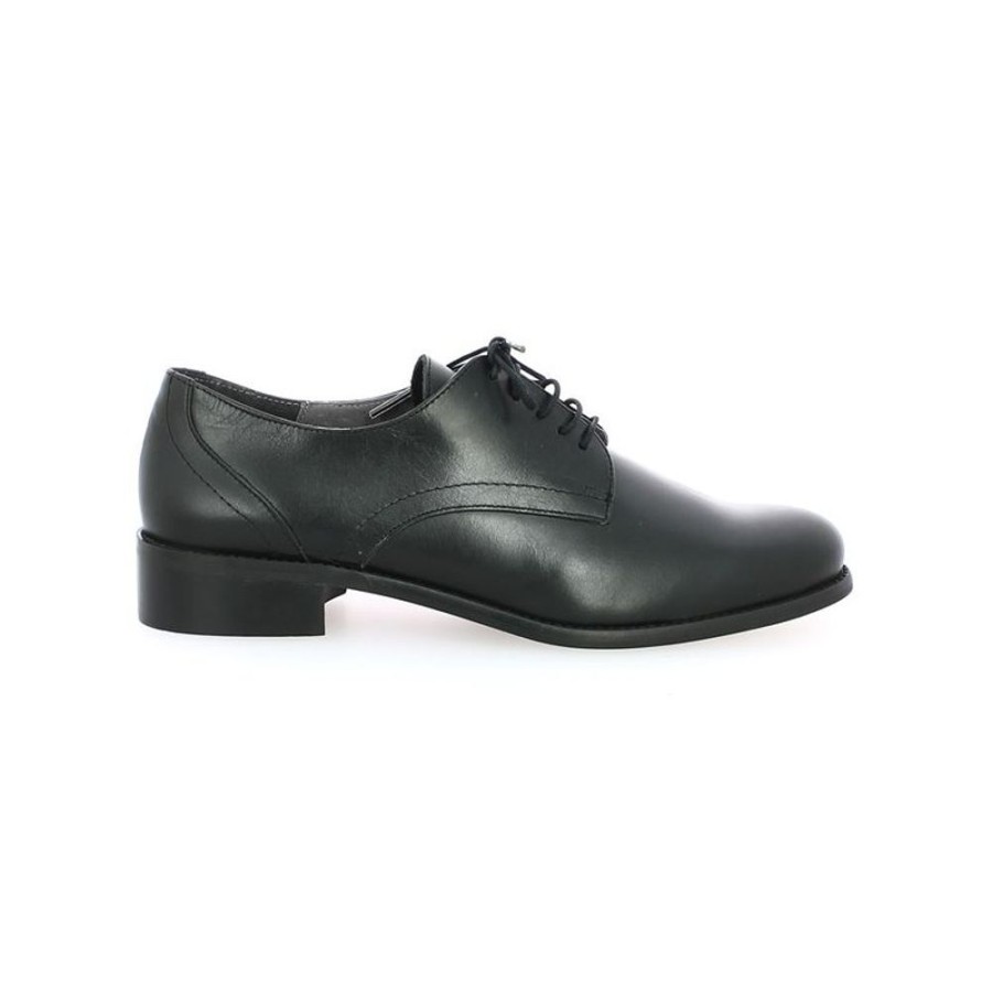 Derbys Et Mocassins Shoesissime | Derby Noir En Cuir Simple Pour Femmes En Grande Pointure 42, 43, 44, 45