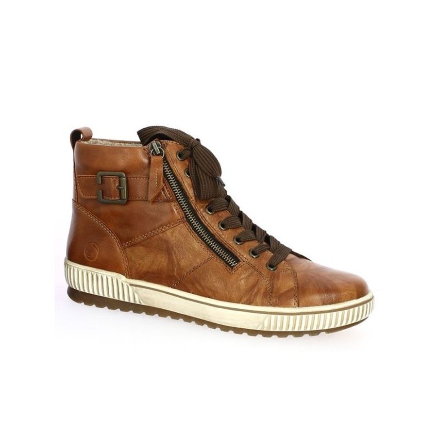 Baskets Shoesissime | Sneakers Montante Cuir Camel Femme Remonte Antonia