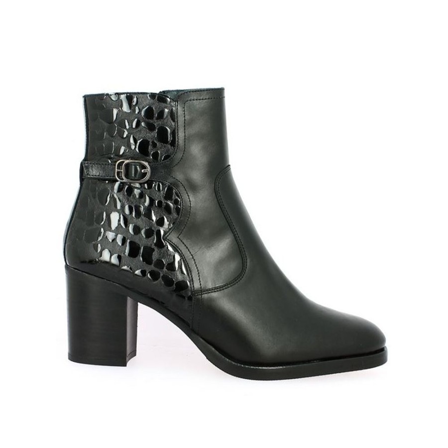 Bottines Shoesissime | Boots Fantaisie Cuir Noir Geraldine