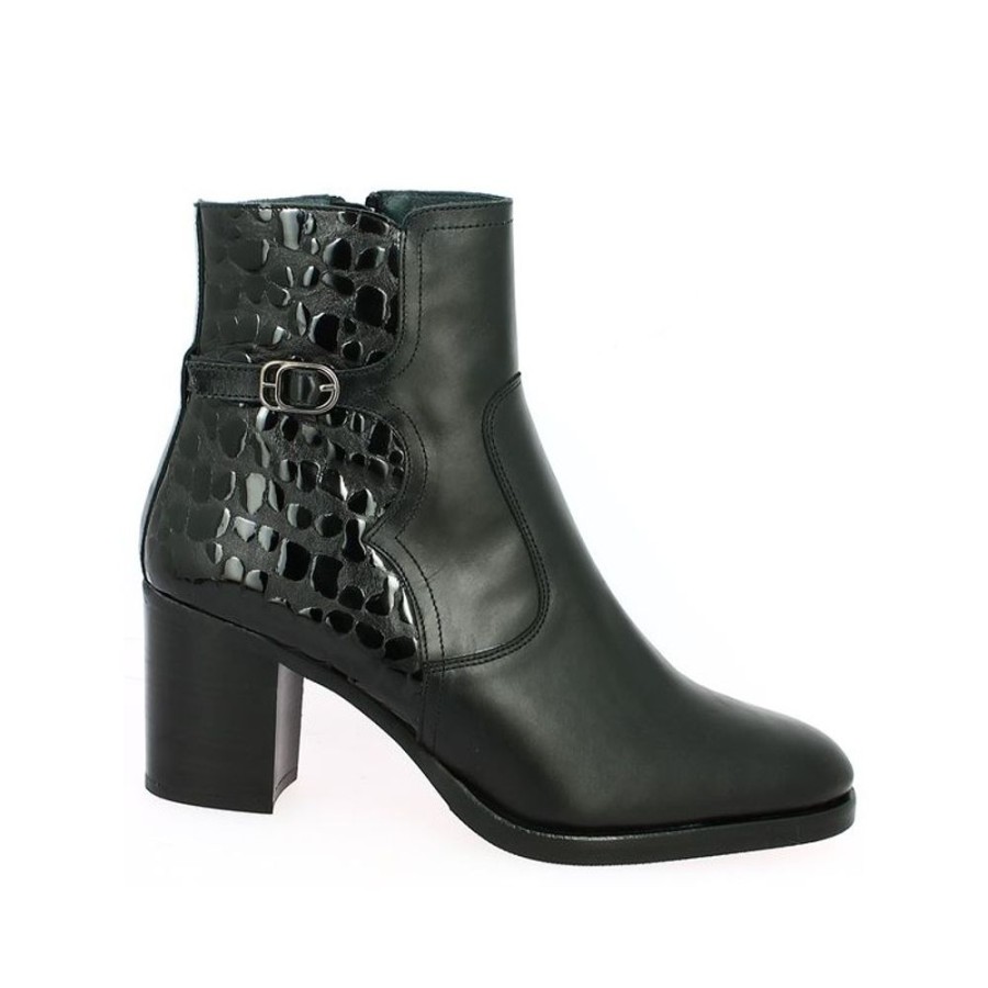 Bottines Shoesissime | Boots Fantaisie Cuir Noir Geraldine