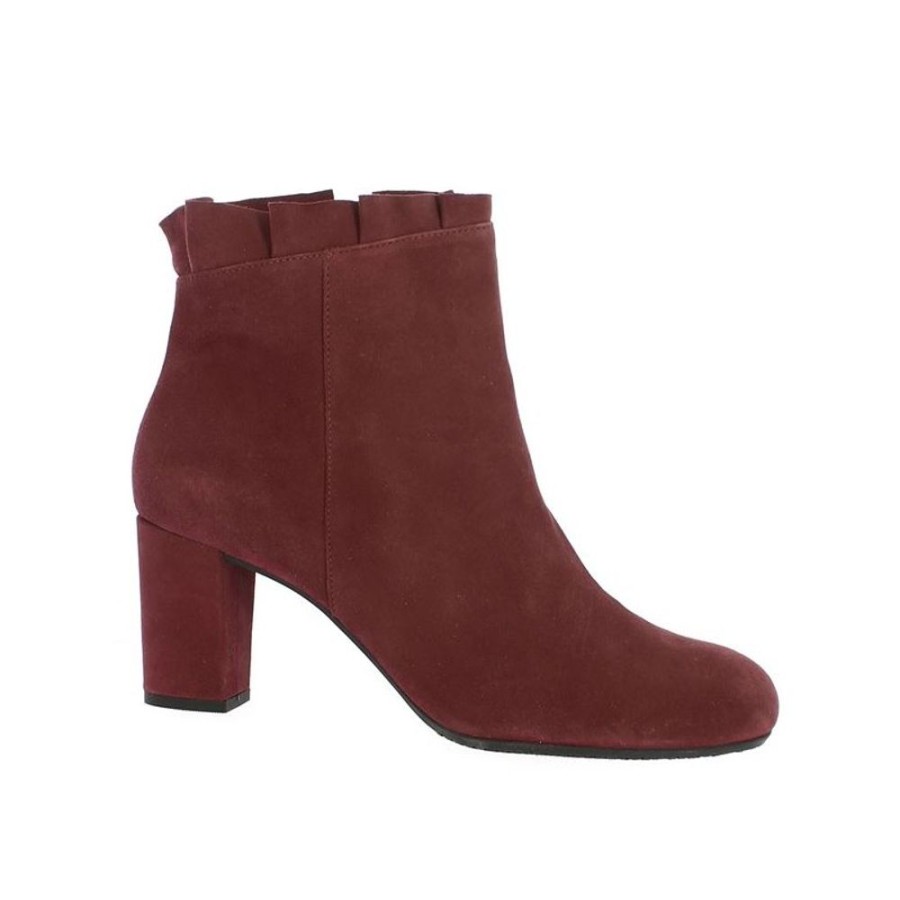 Bottines Shoesissime | Bottines A Talons Velours Bordeaux Marilyn