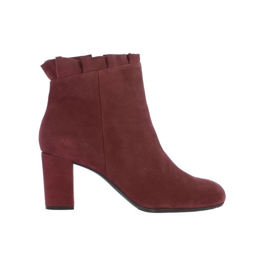 Bottines Shoesissime | Bottines A Talons Velours Bordeaux Marilyn