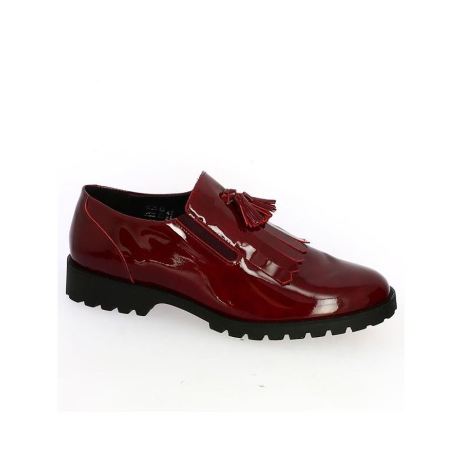 Derbys Et Mocassins Shoesissime | Mocassin Vernis Bordeaux A Franges Clara