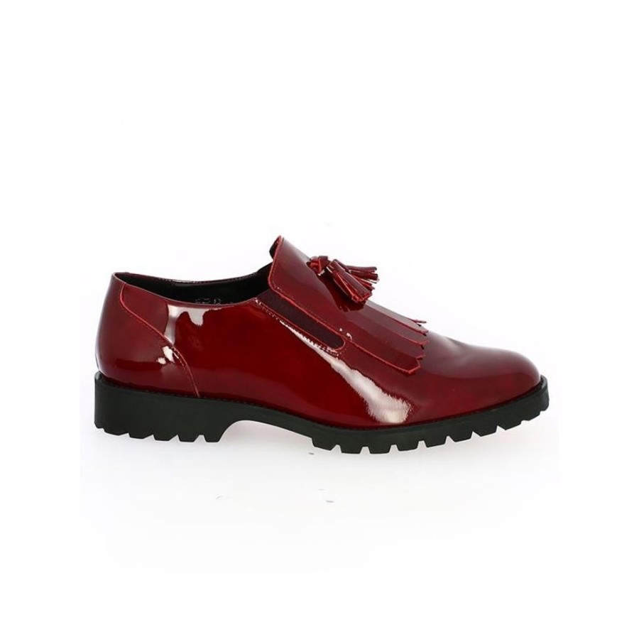 Derbys Et Mocassins Shoesissime | Mocassin Vernis Bordeaux A Franges Clara