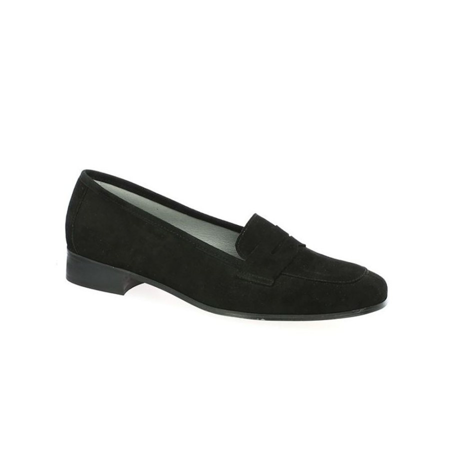 Derbys Et Mocassins Shoesissime | Mocassin Femme Velours Noir Grande Taille Elodie