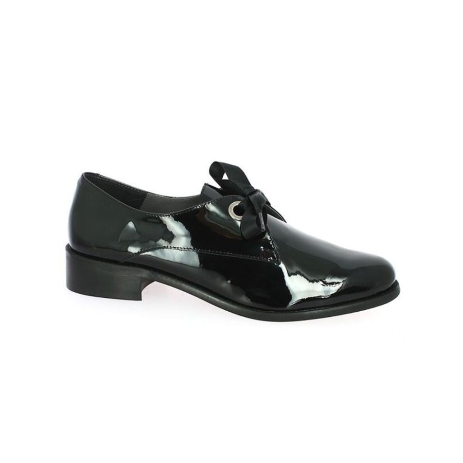 Derbys Et Mocassins Shoesissime | Derby Vernis Noir Noeud Ruban Vanina