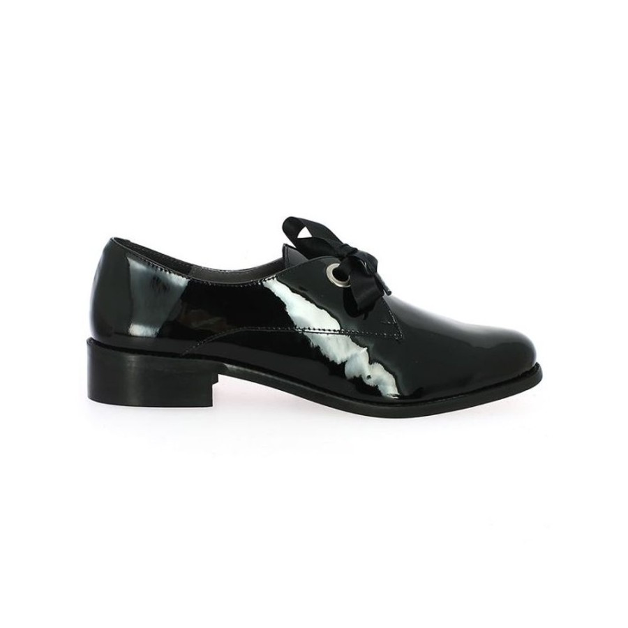 Derbys Et Mocassins Shoesissime | Derby Vernis Noir Noeud Ruban Vanina