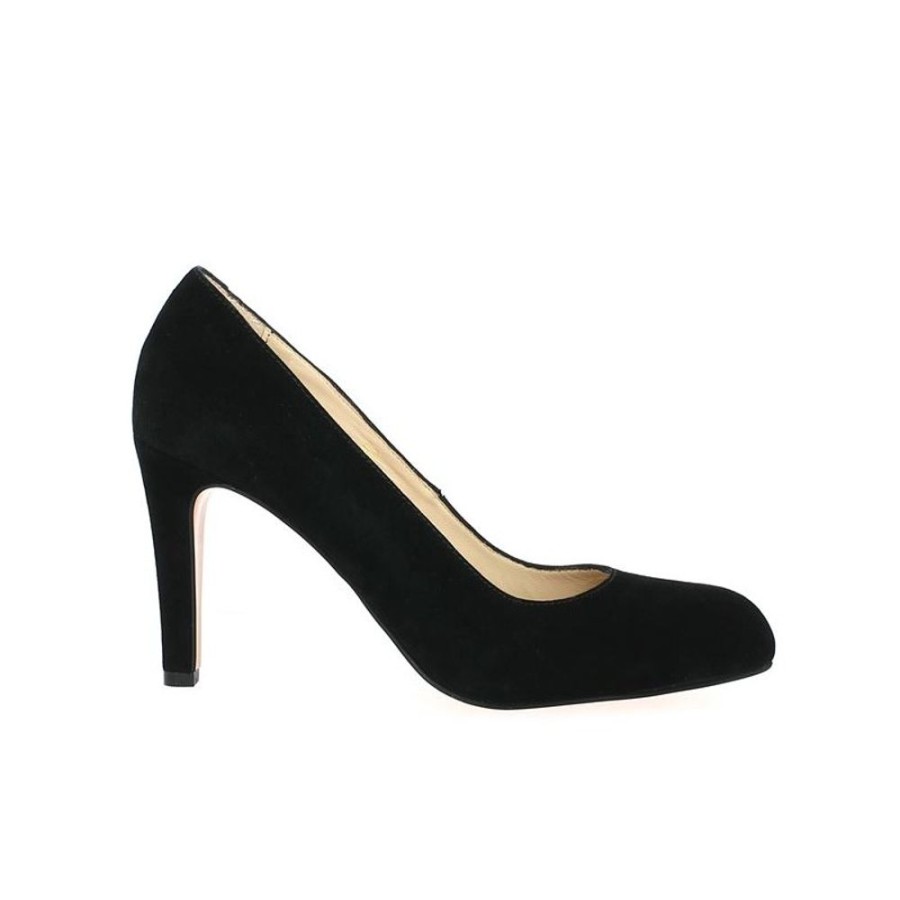 Escarpins Shoesissime | Escarpin Velours Noir 9.5 Cm Talon Haut Lucie