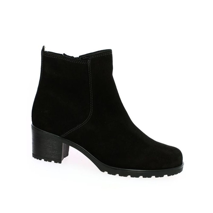 Bottines Shoesissime | Boots Gabor Nubuck Noir Sans Lacets Keiko