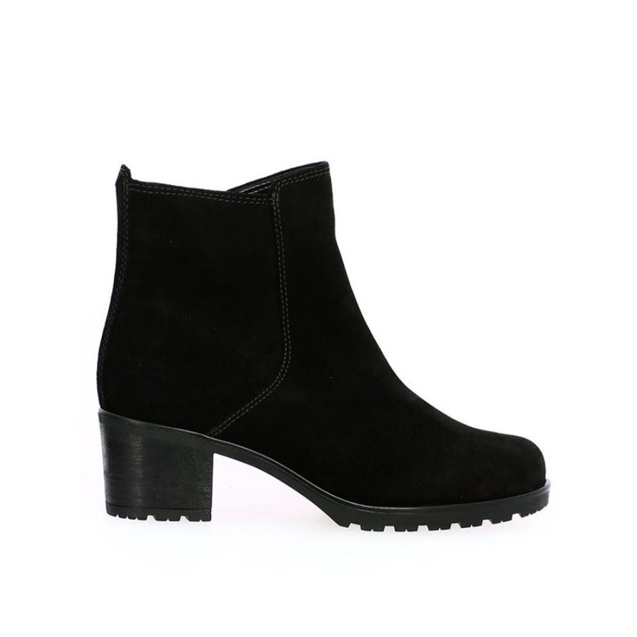 Bottines Shoesissime | Boots Gabor Nubuck Noir Sans Lacets Keiko