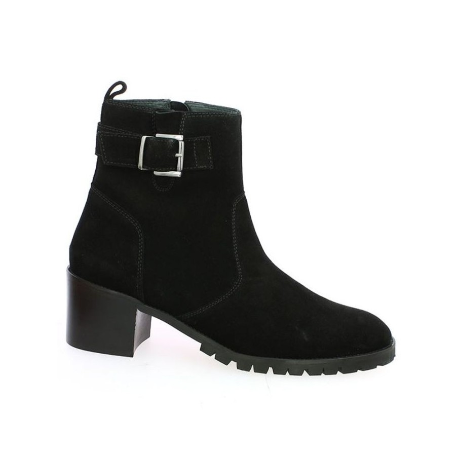 Bottines Shoesissime | Boots Noire Velours Talon Carre Manon