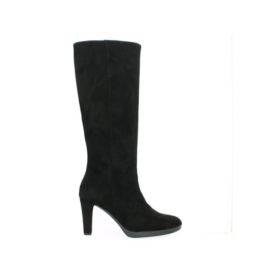 Bottes Shoesissime | Botte A Talon Et Plateforme Velours Noir Adriana