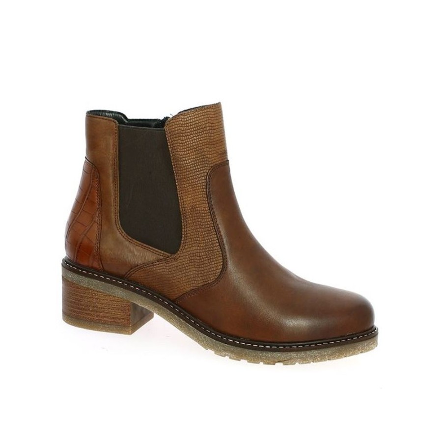 Bottines Shoesissime | Bottine Camel Elastiques Petit Talon Bois Kamilia