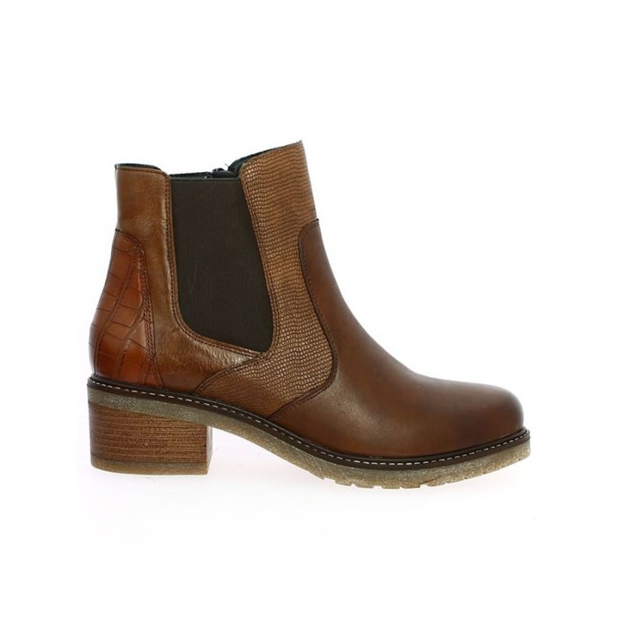 Bottines Shoesissime | Bottine Camel Elastiques Petit Talon Bois Kamilia