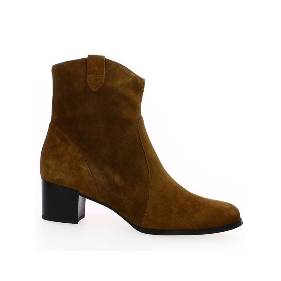 Bottines Shoesissime | Bottines Santiag Nubuck Marron Elsa