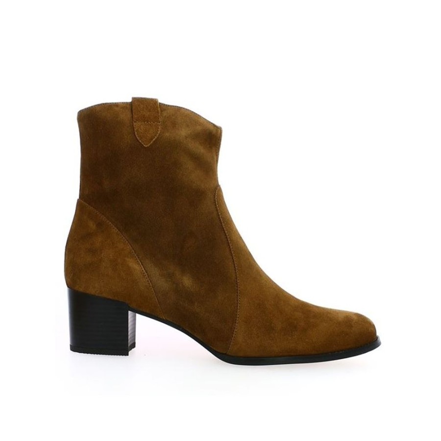 Bottines Shoesissime | Bottines Santiag Nubuck Marron Elsa