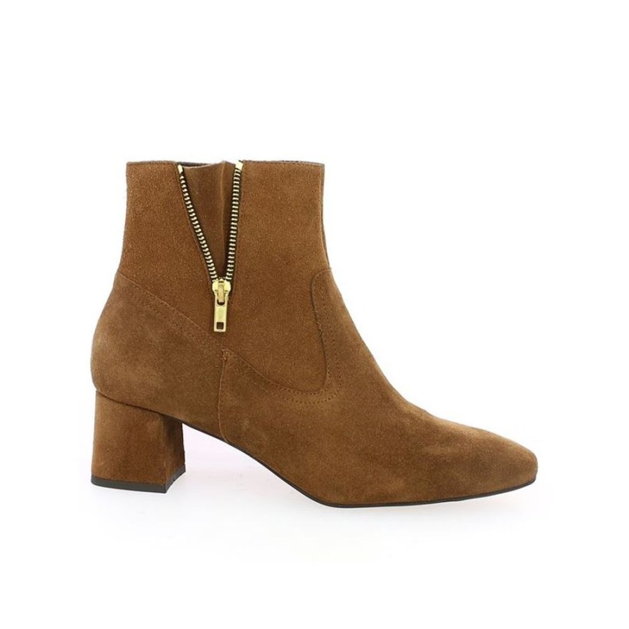 Bottines Shoesissime | Boots Petit Talon Bout Carre Camel Cleo