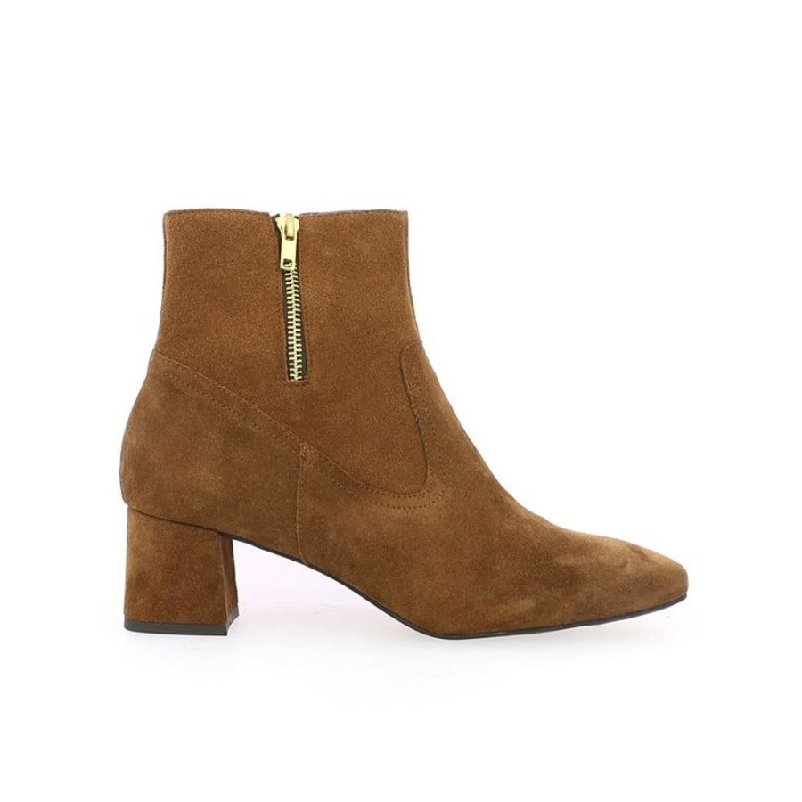 Bottines Shoesissime | Boots Petit Talon Bout Carre Camel Cleo