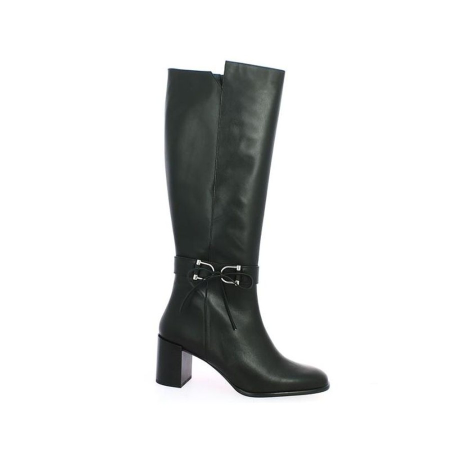 Bottes Shoesissime | Botte Chic Cuir Noir Bout Carre Anna