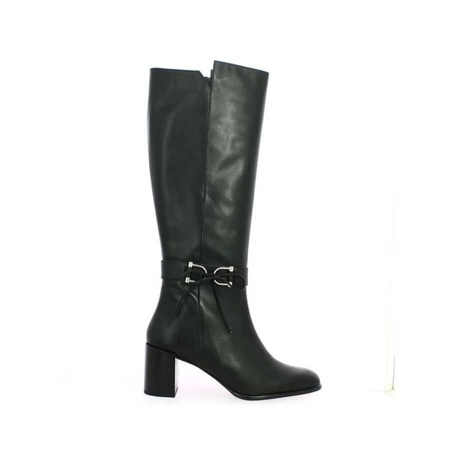 Bottes Shoesissime | Botte Chic Cuir Noir Bout Carre Anna