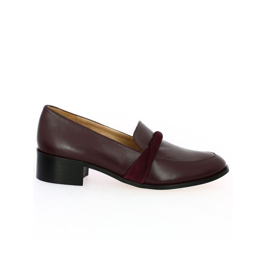 Derbys Et Mocassins Shoesissime | Mocassin Femme Cuir Bordeaux Drape Agnes