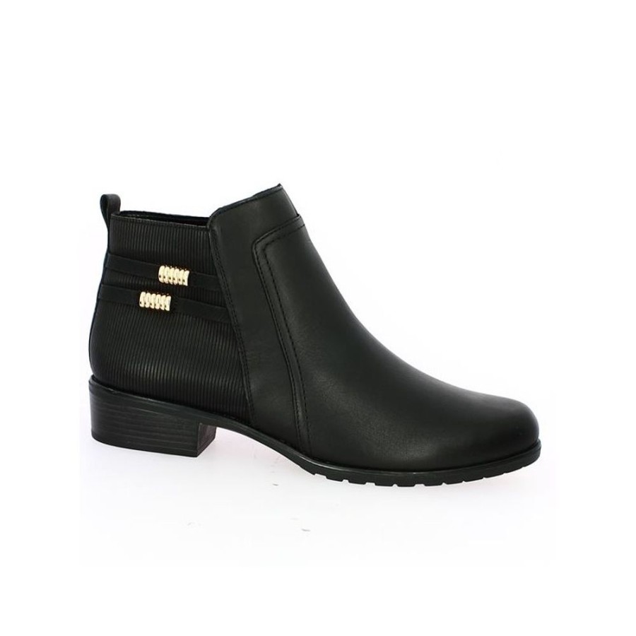 Bottines Shoesissime | Bottines Noire Plate Bijoux Dores Remonte Emilia