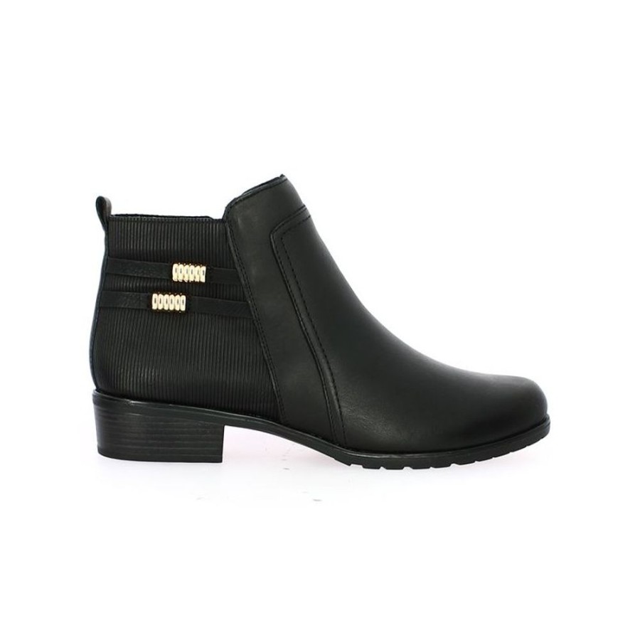 Bottines Shoesissime | Bottines Noire Plate Bijoux Dores Remonte Emilia